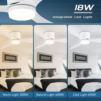 IRALAN-Ceiling Fan Light With Remote Control Large Home Fan Low Floor DC Motor, Simple Fan Light, Decoration Fan Light 52 inch чёрный