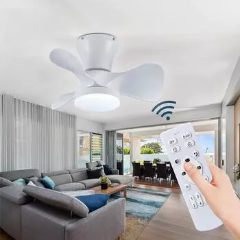 IRALAN ceiling fan lighting intelligent remote control three-color LED ceiling fan with light Lamps for room kitchen living room белый
