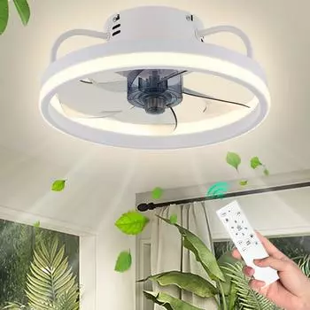 IRALAN Ceiling Fan with Light Smart Silent Electric Fans lamp Modern 6 wind speed Remote Control Bedroom Study Livingroom Home белый