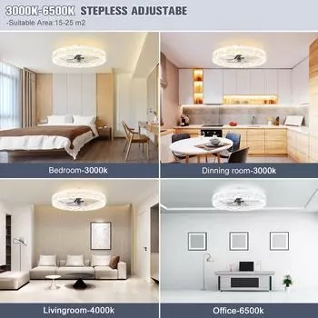 IRALAN Combination Ceiling Fans With Light 3 Modes Application Remote Control Lamps For Room Decor Electric Fan белый