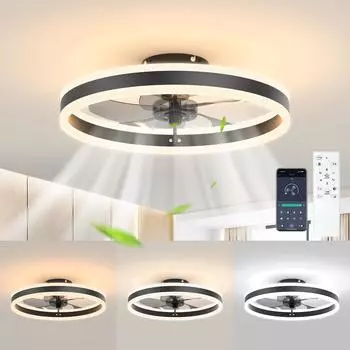 IRALAN LED Ceiling Fan Light Remote Control with Infinite Dimming ceiling lamp fan Living Room Kitchen Bedroom Household fan белый