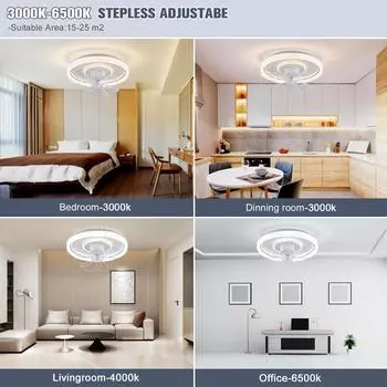 IRALAN Modern Ceiling Electric Fan With Light Color Changeable Remote Manipulation Room Decor Home Appliance 220V белый