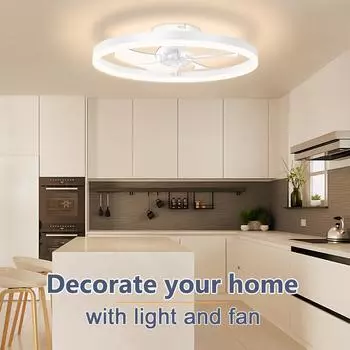 IRALAN Modern Ceiling Fan LED Light Easy To Install Ultra-thin Acrylic Shell Infinitely Dimming Lighting Household Decoration белый