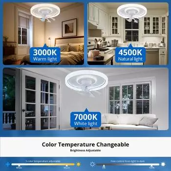 IRALAN Modern ceiling fan with light 360-degree rotating fan blades smart remote control Lamps for room kitchen living room 220V белый