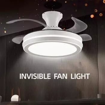 IRALAN Modern ceiling fan with light 36inch 42inch 48inch invisible fan blade with LED large home fan Room decoration 36inch белый