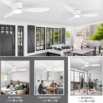 IRALAN Modern ceiling fan with light DC Motor Large fan for room Kitchen Living Room Household LED ceiling lighting fan 52inch чёрный