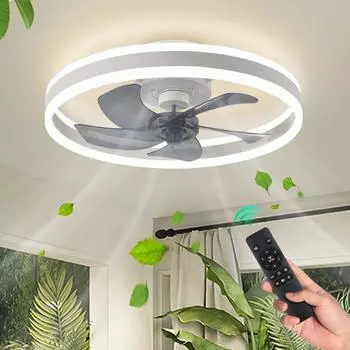 IRALAN Modern ceiling fan with light fans for room kitchen office living room reversing fan blade summer and winter dual mode белый