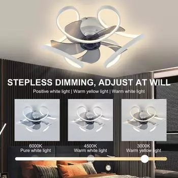 IRALAN Modern ceiling fan with light Home and decoration smart remote control 50CM LED large home fan белый