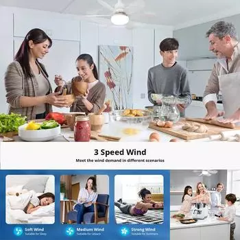 IRALAN Modern ceiling led light fan 52CM with remote control Ceiling fans Room decoration E27 base AC85-265V for living room 40W белый