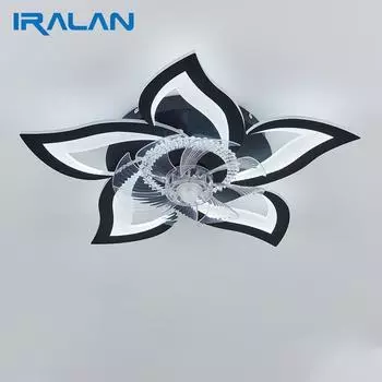 IRALAN Modern ceiling led light fan Decorative Smart Switch Ceiling Fan With Light Room Decor Electric Fan Lamps For Room белый