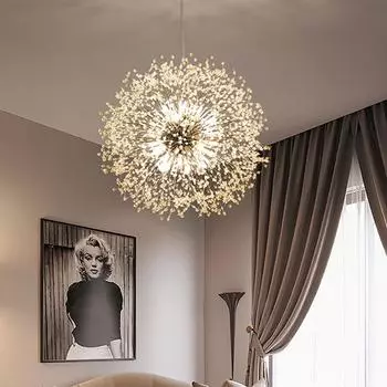 IRALAN Modern Crystal Dandelion Chandelier Lighting Pendant Lamp For Living Room Dining Room Home Decoration 3-color dimming
