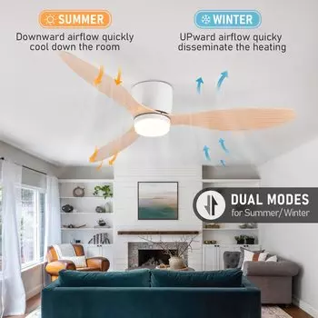 IRALAN Modern LED Ceiling Electric fan with Light DC Motor, Large Air Volume, Remote Control for Kitchen, Bedroom, Dining Room 52inch