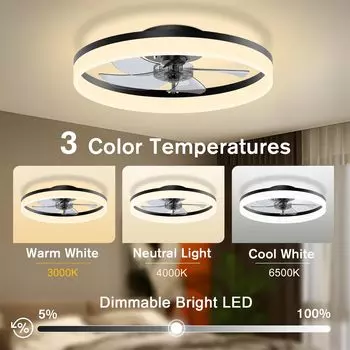 IRALAN Modern LED ceiling fan with light remote control dimming silent Ceiling lamps for room living room kitchen bedroom office белый