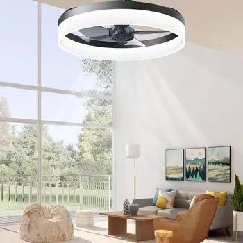 IRALAN Modern LED ceiling fan with light silent motor with remote control Ceiling lamps for room kitchen Living room lights чёрный
