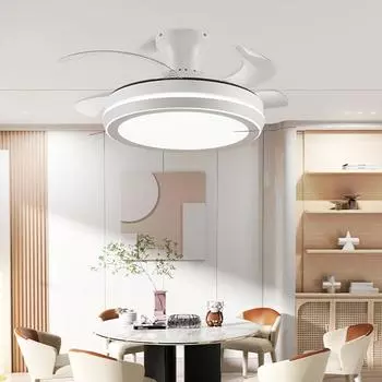 IRALAN modern smart ceiling fan light low profile silent bedroom light dining room with remote control retractable blade light 36inch&85-265V белый