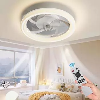 IRALAN Smart Ceiling Fans With Lights Remote Control Living room lights Bedroom Decor Ventilator Lamp 48cm Silent chandelier fan Infinite Dimming серый