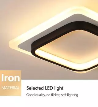 IRALAN Современный акриловый светодиодный потолочный светильник, квадратное освещение, детская спальня, кухня, проход, коридор, освещение, украшение Three-Color Dimming чёрный