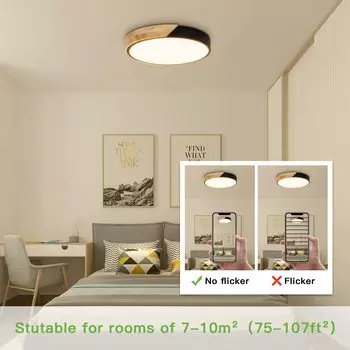 IRALAN Современный светодиодный потолочный светильник, цветная круглая деревянная люстра, светильники для комнаты, гостиной, столовой, коридора, украшения дома Three color dimming чёрный