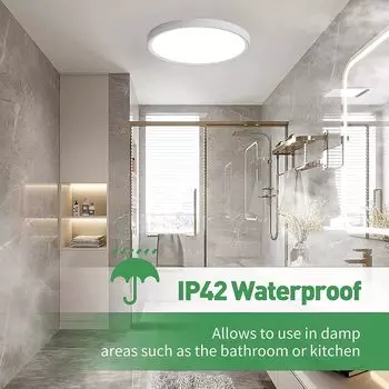 IRALAN Современный светодиодный потолочный светильник для ванной комнаты, панельный светильник, люстра для украшения домаСветильники для потолочного освещения в спальне Three color dimming&27CM (220V) чёрный