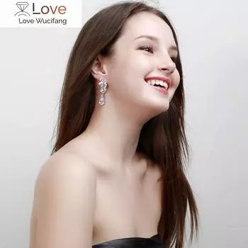 Ircons Высококачественные женские ювелирные изделия для свадебной вечеринки с кристаллами Cz, большие длинные серьги-клипсы в форме капли воды, не прокалываемые, с зажимами Cz113 белый