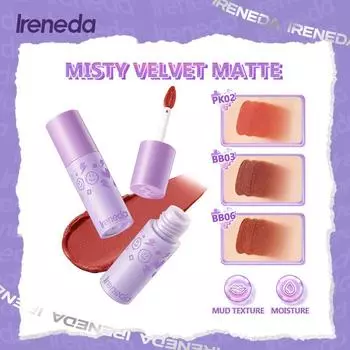 Ireneda Кремовая матовая глина для губ Airy-fit Velvet Lip Mud Водостойкий бальзам для губ с высоким содержанием пигментов Легкая жидкая помада Косметика
