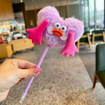 Iridescence Plush Gradient Ballpoint Pen Sausage Mouth Rainbow Signature Pen Office 6