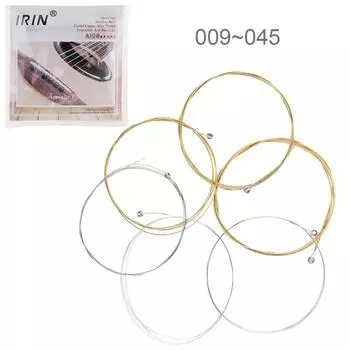 IRIN 6 шт./компл. струны для акустической гитары Flok 009-045 дюймов, нержавеющий стальной сердечник с покрытием из медного сплава