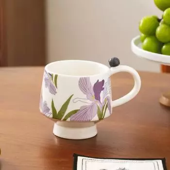 Iris Ceramic Cup High Precision Mug Office Coffee Cup Niche Retro Goblet Souvenir Drinking Water Cup 400ml