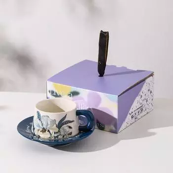 Iris High Value Ceramic Cup Disc Souvenir Purple Floral Coffee Cup Saucer Cup Holiday Gift 250ml