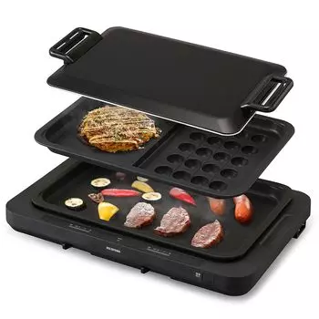 Iris Ohyama 2 left and right temperature control hot plates Black WHP-022-B