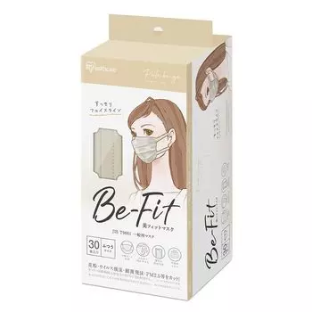 Iris Ohyama Beautiful Fit 30 Regular Отдельно Маленькая Легко Бледно-Бежевая Маска, Кусочки, Размер, Обернутая, Нетканый Материал, Плиссированная, Лицо, Воздухопроницаемая,