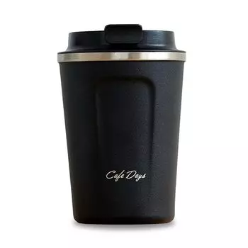 IRIS OHYAMA Бутылка для воды Tumbler с крышкой в стиле кафе с носиком для питья, легко моется, дизайн Cafe Days, черный [зимний теплый] 0,35 л, теплый/холодный CD-TLT350 чёрный