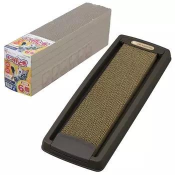 IRIS OHYAMA Cat Low Dust с Matatabi Brown Cat 6 Pack Scratcher, Dustless, Scratcher, Slim, Seal, CTS-540 + Scratcher, коричневый