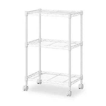 Iris Ohyama Colored Metal Rack Fit 3 Tiers Width 45 x Depth 30 x Height 71cm With Casters Matte White CMF-45070C