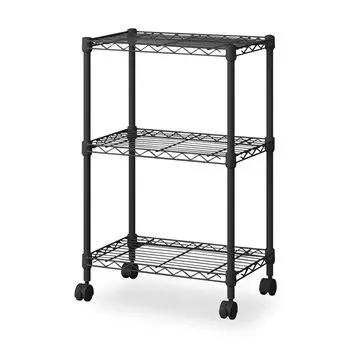 Iris Ohyama Colored Metal Rack Fit 3 Tiers Width 45 x Depth 30 x Height 71cm With Casters Matte Black CMF-45070C