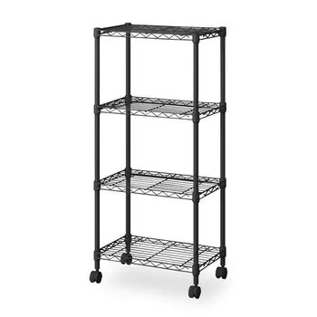 Iris Ohyama Colored Metal Rack Fit 4 Tiers Width 45 x Depth 30 x Height 102cm With Casters Matte Black CMF-45100C