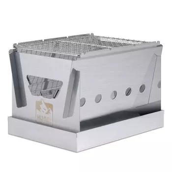 Iris Ohyama Compact BBQ Stainless Folding Includes Grill and Storage Tabletop Silver Stove, Steel, Stove, 3-in-1, Bag, CBBQ-300,