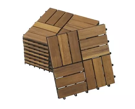IRIS OHYAMA деревянная плитка для террасы коричневая 9 шт. натуральное дерево не требует инструментов простая установка балкон [комплект товара] WTD-12 коричневый