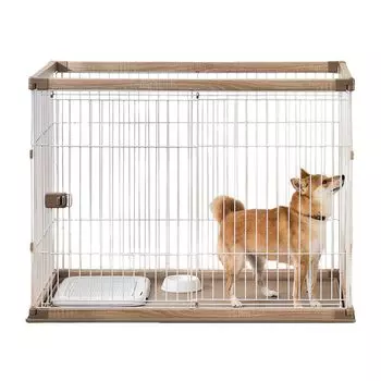 Iris Ohyama Dog Circle Woody Circle High Type Light Natural For Medium Dogs Width 120 x Depth 80 x Height 90cm PWSR-1280HV