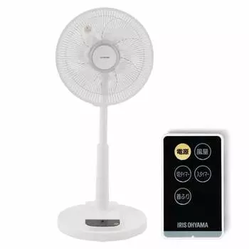 Iris Ohyama Electric Fan, DC Motor, Quiet, with Timer, with Remote Control, Oscillating, 7 Blades, Soft Airflow, 4 Levels of Air Volume, LFD-306L, Whi