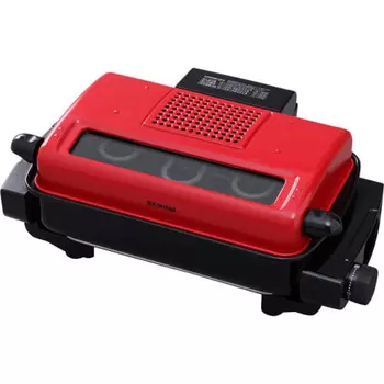 Iris Ohyama Fish Grill Smokeless Roaster Multi Roaster Fish Cooker Red EMT-1101-R