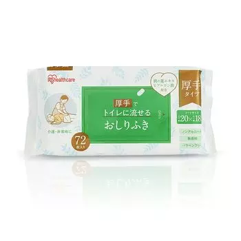 Iris Ohyama Flushable Baby 72 Large 20 x Для подготовки к стихийным бедствиям, салфетки большой емкости, штук, тип, 18 см, для кожи, уход, запас,