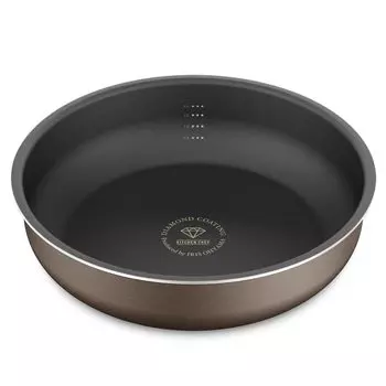 Iris Ohyama Frying Pan 26cm Fire Compatible with Removable Handle Deep Lightweight Deep Plus Series Chestnut Brown IH/Gas PDCI-S26