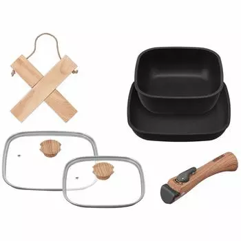 IRIS OHYAMA frying pan removable black skillet coat 6-piece set, gas/IH compatible, handle, SKL-SE6S