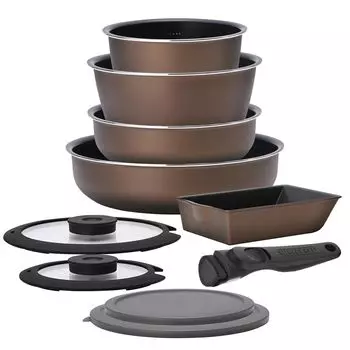 Набор из 10 сковородок Iris Ohyama IH Gas Fire Deep Diamond Coated Scale Oven Cooking Съемная ручка Крышка для сковороды для яиц Каштаново-коричневый Легко чистить коричневый