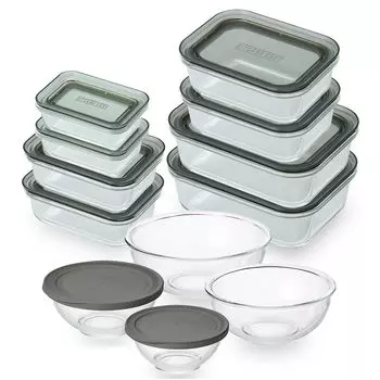 Iris Ohyama Glass Containers Set of Clear Can be stacked and Does not leak Can be heated up to Can be served directly to the Can be [Neat Storage]