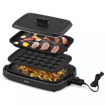 Iris Ohyama Hot Plate 3 Pieces Takoyaki Plate Yakiniku Plate Flat Plate ZIHA-A30-HA Ash [.co.jp Limited]