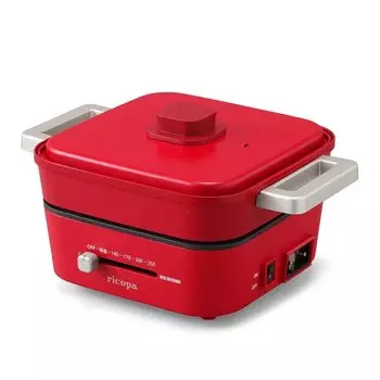 Iris Ohyama Hot Plate Grill Pot 2 Plate Deep Pot Функция термостата Ricopa Red (Плоская пластина) IGU-PR2-R