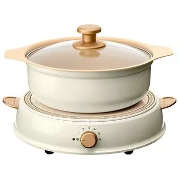 Iris Ohyama IH Cooking Heater IH Stove 1400W Pot Set ricopa Ivory IHLP-R14-C