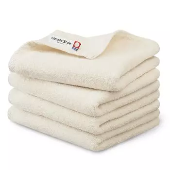 Iris Ohyama Imabari Towel Certified Face Towel Ivory Set of 4 Cotton Gauze Pile Towel Reversible gauze side that is breathable and soft to the touch